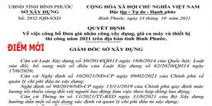 Bảng giá ca máy tỉnh Bình Phước năm 2021 quyết định 2932/QĐ-SXD