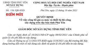 Bảng giá ca máy tỉnh Phú Yên Quyết định 136/QĐ-SXD