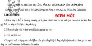 Bảng giá ca máy tỉnh Quang Bình năm 2021 Quyết định 2438/QĐ-SXD