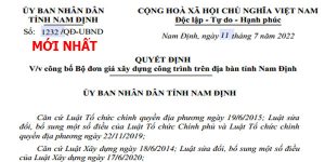 Đơn giá xây dựng tỉnh Nam Định Quyết định 1232/QĐ-UBND