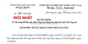 Quyết định 161/QĐ-SXD đơn giá nhân công tỉnh Thái Nguyên