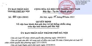quyết định 660/qđ-ubnd đơn giá chiếu sáng đô thị Hà Nội