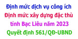 Định mức công ích đô thị tỉnh Bạc Liêu quyết định 561/qđ-ubnd