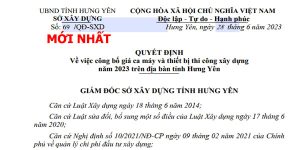 Quyết định 69/QĐ-SXD bảng giá ca máy Hưng Yên năm 2023