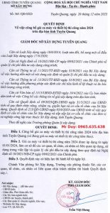 Quyết định 365/QĐ-SXD Bảng giá ca máy tỉnh Tuyên Quang năm 2024